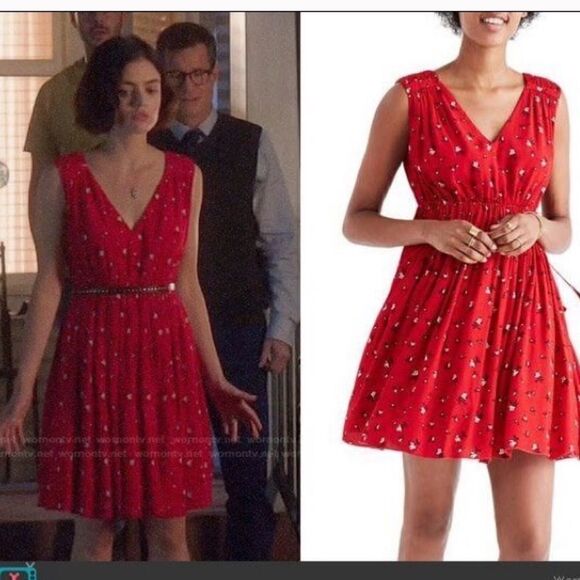 Madewell Magnolia XS Tie-back Floral Summer Dress Red - Picture 4 of 15